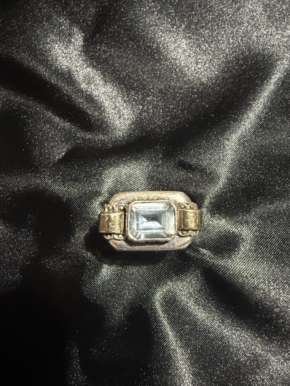 Vintage Artisan 925 Sterling Silver and Gold Blue topaz Ring